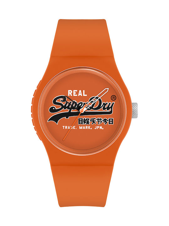 Superdry Urban Original Ανδρικό Ρολόι 38mm Μπαταρίας με Πορτοκαλί Καουτσούκ Λουράκι