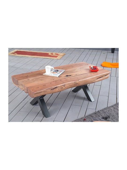 Rechteckiges Zentral Kaffeetisch Kiran aus Massivholz Beige M118xT60xH40cm