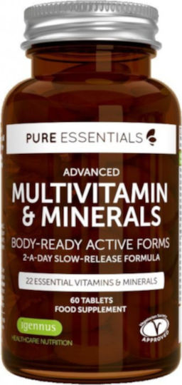 iGennus Advanced Multivitamin & Minerals Multivitamin für Energie, die Haare & die Haut 60 Mützen