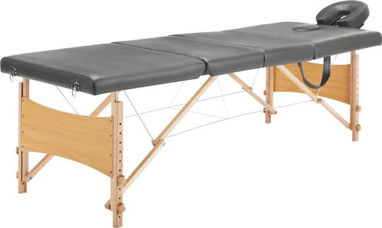 vidaXL Wooden Portable/Folding Gray Massage and Physiotherapy Bed 191x70cm 4 Positions