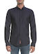 Scotch & Soda Men's Shirt Long Sleeve Cotton Checked Navy Blue