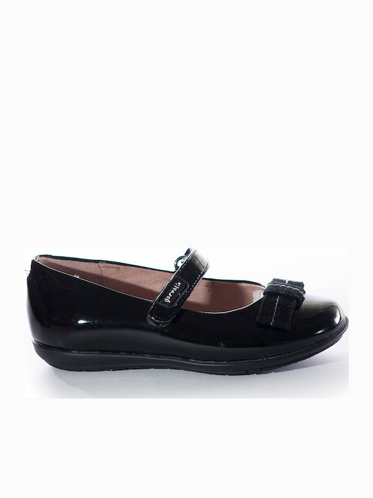 Kids Anatomic Patent Leather Ballerinas with Hoop & Loop Closure Black