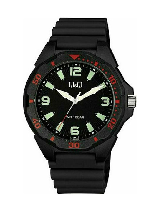 Q&Q Watch Battery with Black Rubber Strap VS44J006