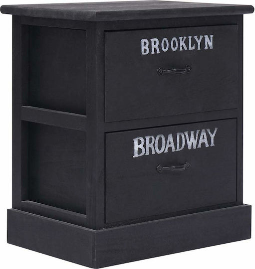 Bedside Table of Solid Wood Black 38x28x45cm