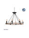 GloboStar Millbank Полилей 8xE27 Ø80см с Въже Черен 01423