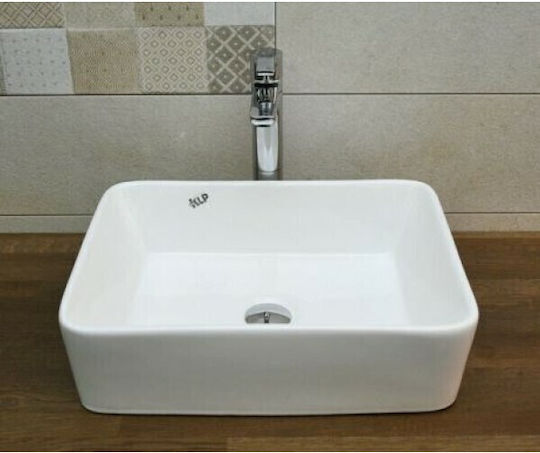 KLP Plus Επικαθήμενος Νιπτήρας Πορσελάνης 49x38x13cm Λευκός