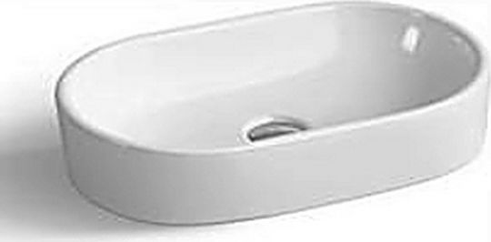 KLP River Aufgesetztes Waschbecken Porzellan 56x35x14.5cm Weiß