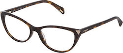 Police Plastic Eyeglass Frame Brown Tortoise VPL928 0722