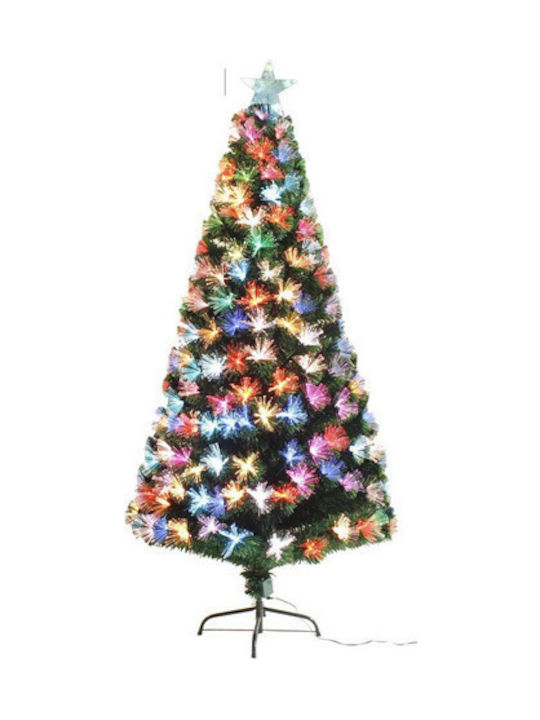 Χριστουγεννιάτικο Δέντρο Extra Plus Οπτικής Ίνας Πράσινο 180εκ με Μεταλλική Βάση και Φωτισμό Οπτικών Ινών