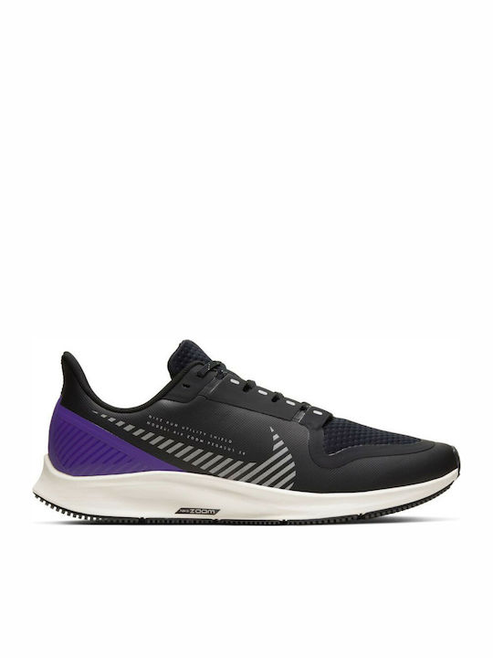 Nike Air Zoom Pegasus 36 Shield Ανδρικά Αθλητικά Παπούτσια Running Black / Silver / Desert Sand / Voltage Purple