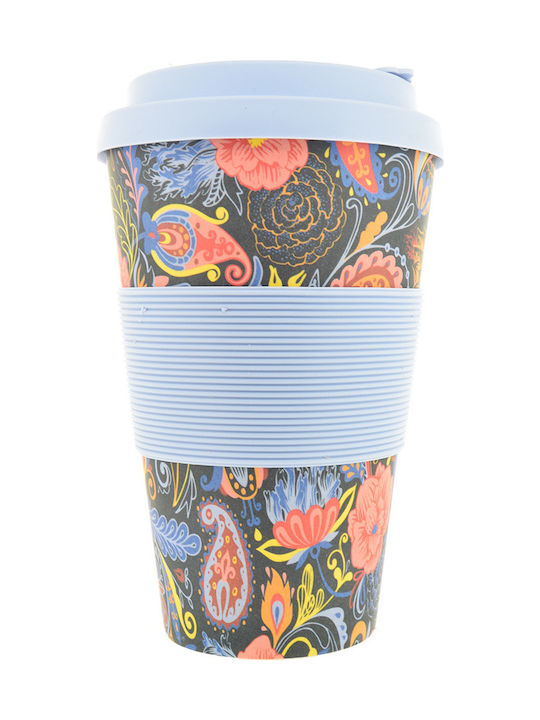 Spacecow Bamboo Cup with Lid Blue 400ml