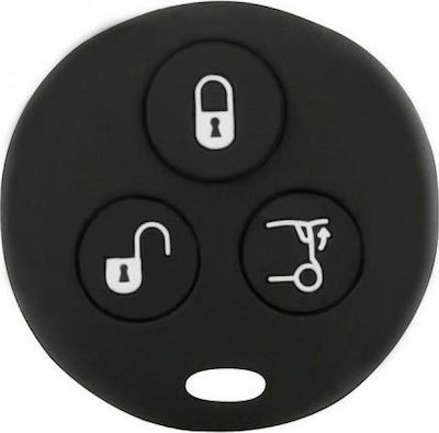 Silicone Car Key Cover Case Type-3 with 3 Buttons for Smart Black L0159.1