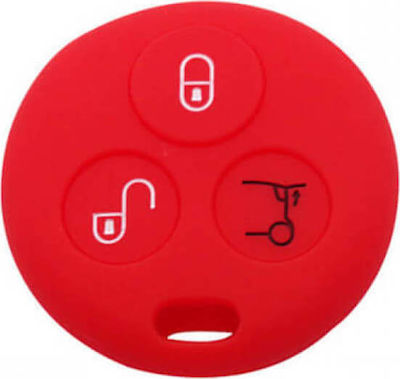 Silicone Car Key Cover Case with 3 Buttons for Smart Red