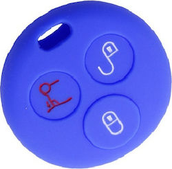 Silicone Car Key Cover Case with 3 Buttons for Smart Blue