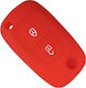 Silicone Car Key Cover Case with 2 Buttons for Renault / Smart Red