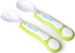 Kidsme Baby Set with Fork made of Plastic for 6+ months Lime 2pcs