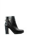 Mourtzi Leather Women's Ankle Boots with Medium Heel Black