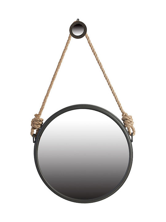 Artekko Wall Mirror with Black Metallic Frame Diameter 49.5cm