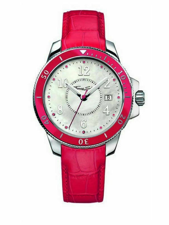 Thomas Sabo Ceas Barbat 44mm Cu Baterie cu Curea din Piele Roz