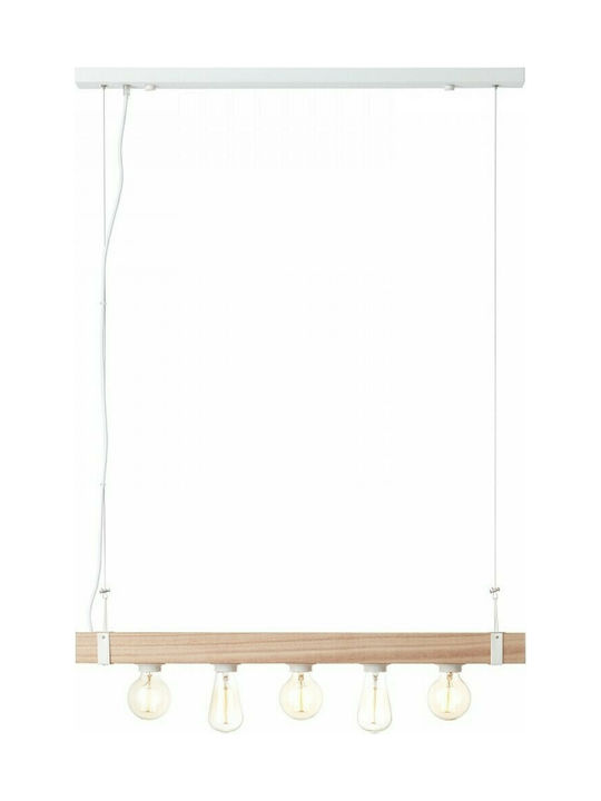 Brilliant Wood Pendant Suspension for 5 Bulbs E27 White