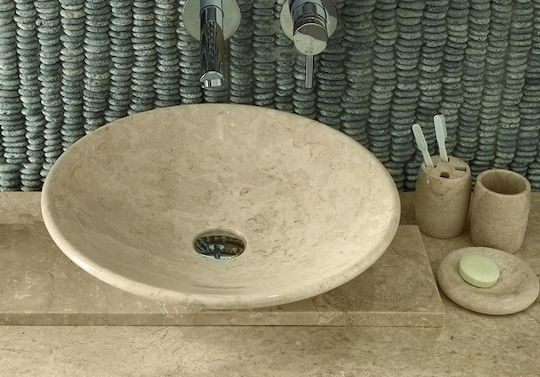 Bati Bali Siti Deasupra Blatului Chiuvetă Piatră 45x45x13cm Bej