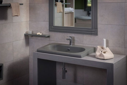 Adamidis Master Anthracite 72 Wall Mounted Wall-mounted Sink Porcelain 72x41x19cm Gray