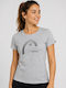 Club Lara Γυναικείο Αθλητικό T-shirt Fast Drying Ριγέ Γκρι