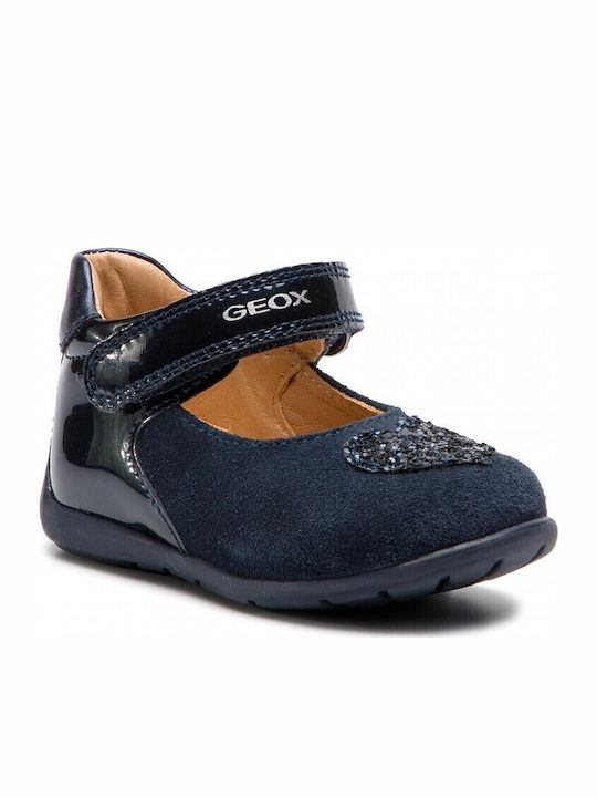 Kids Anatomic Leather Ballerinas Kaytan with Hoop & Loop Closure Navy Blue