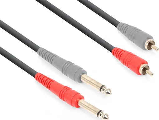 Vonyx Кабел 2x 6,3 мм мъжки - 2x RCA мъжки 1.5м Черен (177.752)