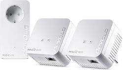 Devolo Magic 1 WiFi mini Powerline Τριπλού Kit για Ασύρματη Σύνδεση Wi‑Fi 4 με Passthrough Πρίζα και Θύρα Ethernet