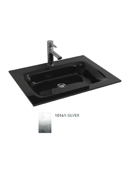 Karag Vetro Ένθετος Νιπτήρας Γυάλινος 61x46x12cm Ασημί