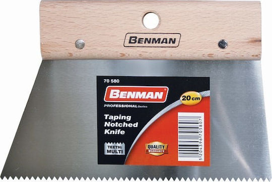 Benman Σπάτουλα Πλακιδίων Inox Οδοντωτή 200mm με Ξύλινη Λαβή 70924