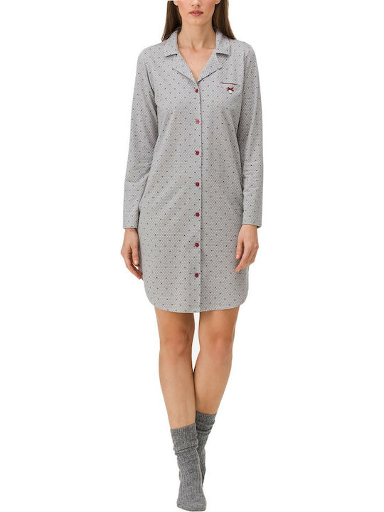 Vamp Winter Cotton Women's Nightdress Gray