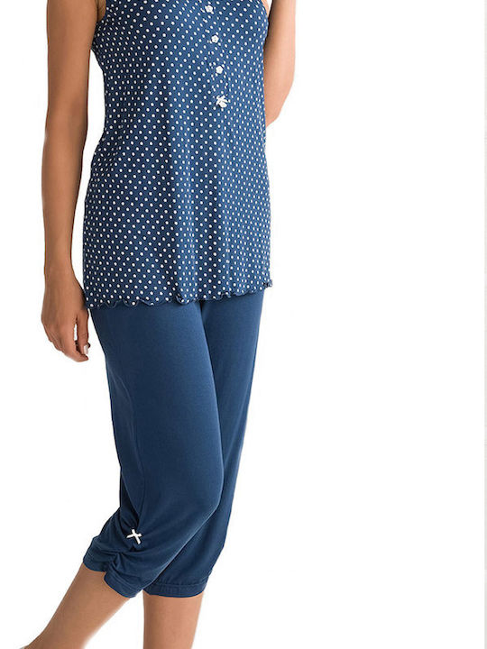 Vamp De vară Set Pijamale pentru Femei Albastru 5656 00-10-5656