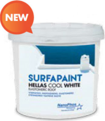 Nanophos Surfapaint Hellas Cool White Ελαστομερές Ακρυλικό Επαλειφόμενο Στεγανωτικό 10lt Λευκό