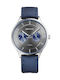 Bering Time Titanium Watch Chronograph Battery with Blue Fabric Strap