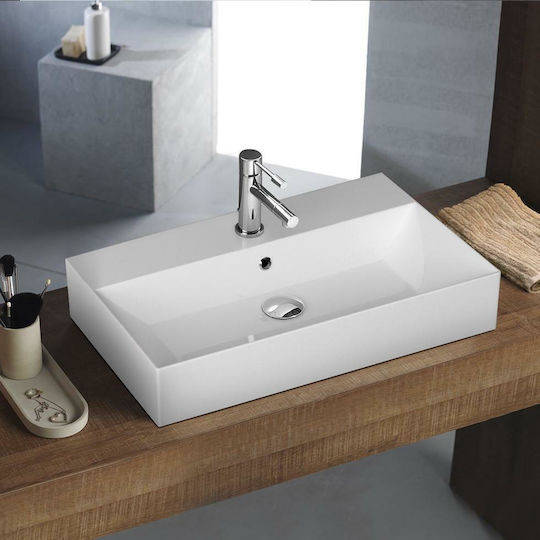 Bianco Ceramica Tetra N Επικαθήμενος Νιπτήρας Πορσελάνης 70x42x15cm Λευκός