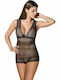 Luna Lingerie Sleeveless Bodysuit Prestige Gaia with Lace & Open Back Black