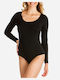Minerva Long Sleeve Bodysuit 90-91790 Slim Fit Black 90-91790-045