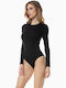 Minerva Long Sleeve Bodysuit 90-91690 Black 90-91690-045