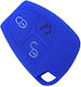 Silicone Car Key Cover Case with 3 Buttons for Mercedes Benz Blue