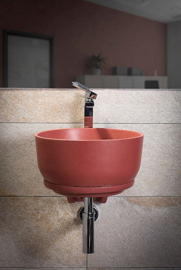 Adamidis Cupa M 40 Επικαθήμενος Νιπτήρας Πορσελάνης 40x47x16.8cm Μπορντό