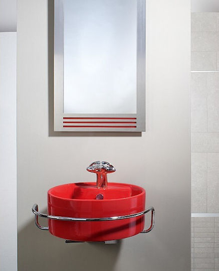 Adamidis Zero 44 Deasupra Blatului Chiuvetă Porțelan 44x44x18cm Roșu