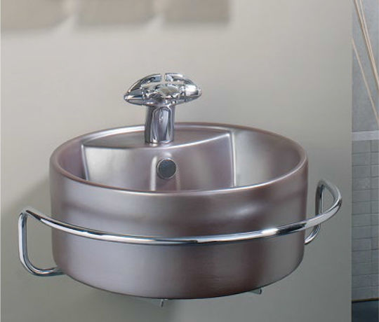 Adamidis Zero Metal 44 Countertop Sink Porcelain 44x44x18cm Bronze