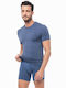 Men's Undershirt Short Sleeve in Blue Color