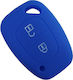 Silicone Car Key Cover Case with 2 Buttons for Nissan / Opel / Renault Blue