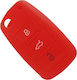 Silicone Car Key Cover Case with 3 Buttons for Seat / Skoda / VW Red