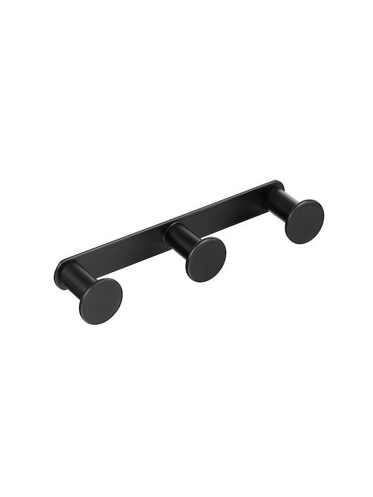 Verdi Omicron Triple Wall-Mounted Bathroom Hook ​16.5x2.8cm Black Matt