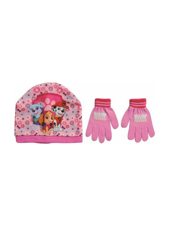 Stamion Kids Beanie Set with Gloves Fabric Pink