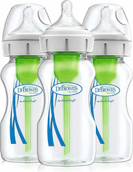 Dr. Brown's Plastic Baby Bottle Set Options+ Wide Neck Anti-colic with Silicone Teat 270ml for 0+ μηνών 3pcs